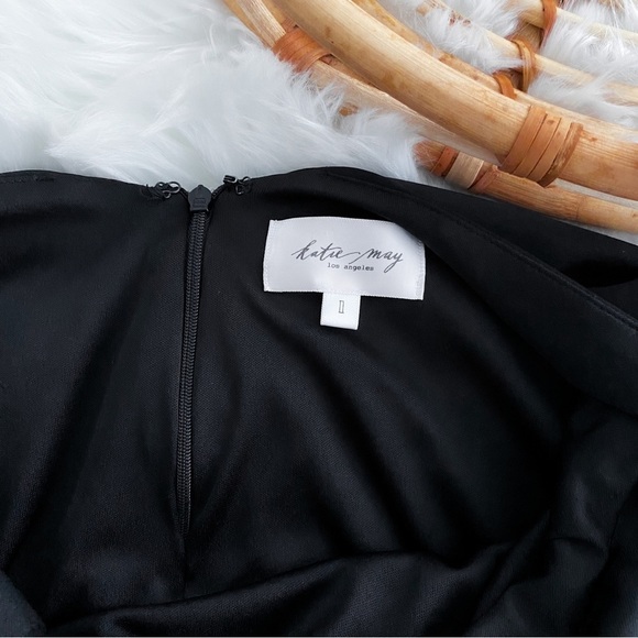 Katie May Ringleader Dress in Black Midi Slit Halter Neck Sleeves Gown NEW - Picture 7 of 15